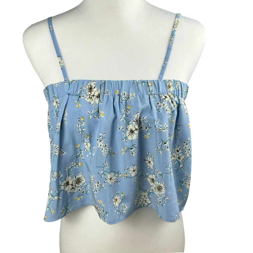 Amaryllis x Dani Austin Cassidy Blue Floral Convertible Tank Crop Top Small